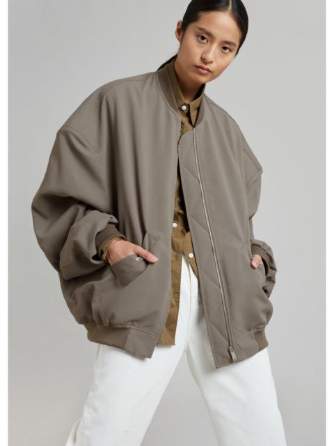 The Frankie Shop Lumi Bomber Jacket - Dark Olive