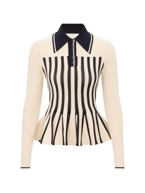 Zimmermann CLASH STRIPE PEPLUM POLO