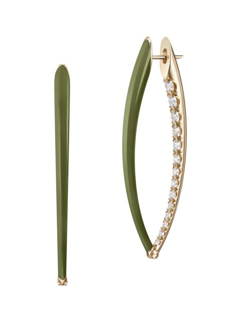 MELISSA KAYE Women's Cristina Large 18K Yellow Gold, Enamel & 0.83 TCW Diamond Earrings - Army Green