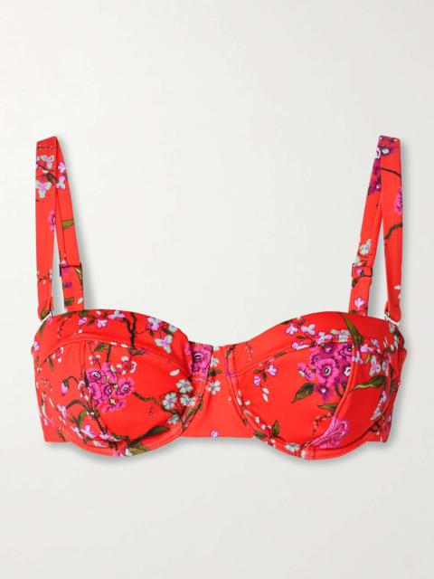 Floral-print underwired bikini top