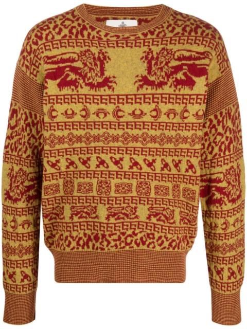 intarsia-knit crew-neck jumper