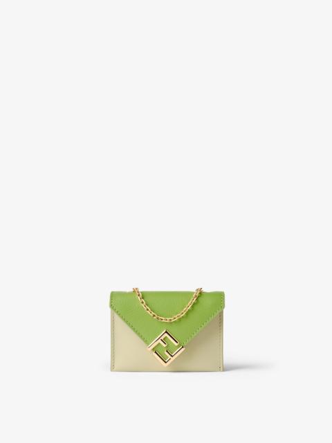 FENDI FF Diamonds Card Case Green leather card case