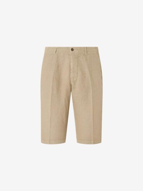 CORNELIANI Dark beige pure linen Bermuda shorts