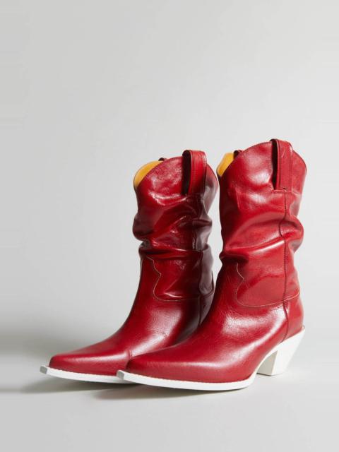R13 LOW CRUNCH COWBOY BOOT - RED/WHITE