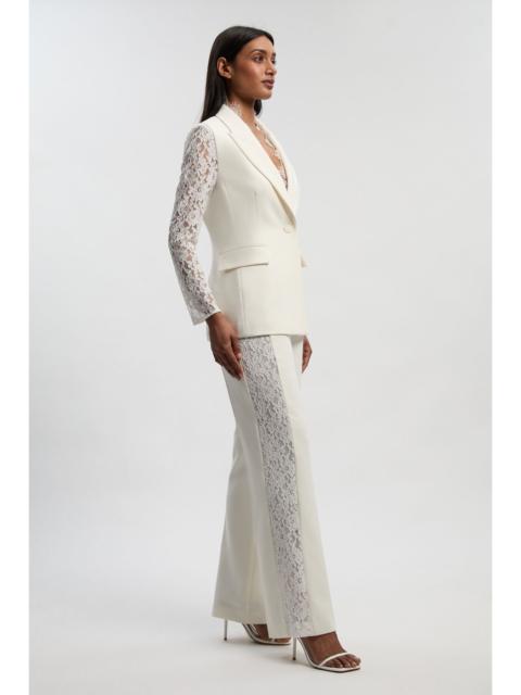 KAREN MILLEN Compact Stretch Lace Mix Tailored Wide Leg Trouser