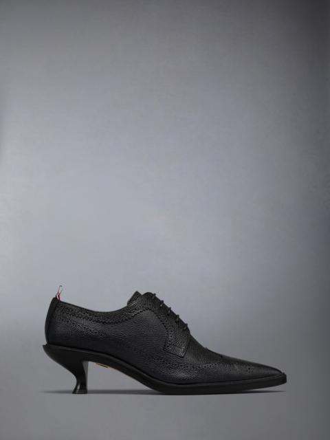 Thom Browne Black Pebble Grain Leather 50mm Curved Heel Longwing Brogue