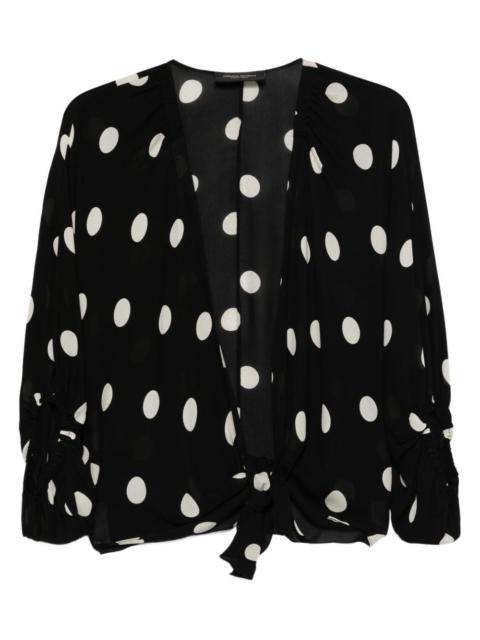 ADRIANA DEGREAS polka-dot tie-fastening blouse
