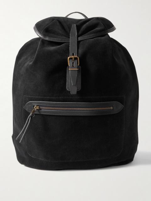 Bleu de Chauffe Camp Leather-Trimmed Suede Backpack