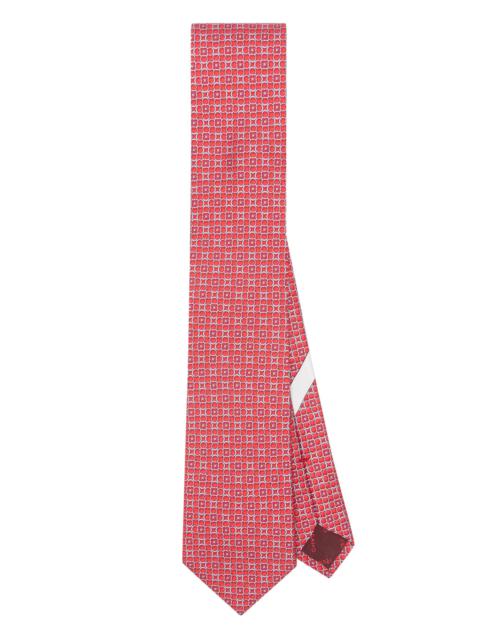 FERRAGAMO geometric Gancini-print silk tie