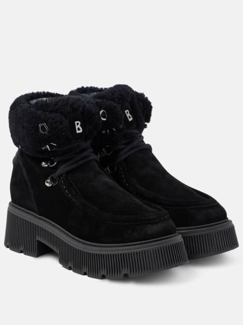 BOGNER Shearling-trimmed leather ankle boots