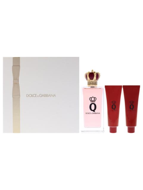 Dolce & Gabbana Q by Dolce and Gabbana for Women 3 Pc Gift Set 3.3oz EDP Spray, 1.69oz Shower Gel, 1.69oz Body Lotio