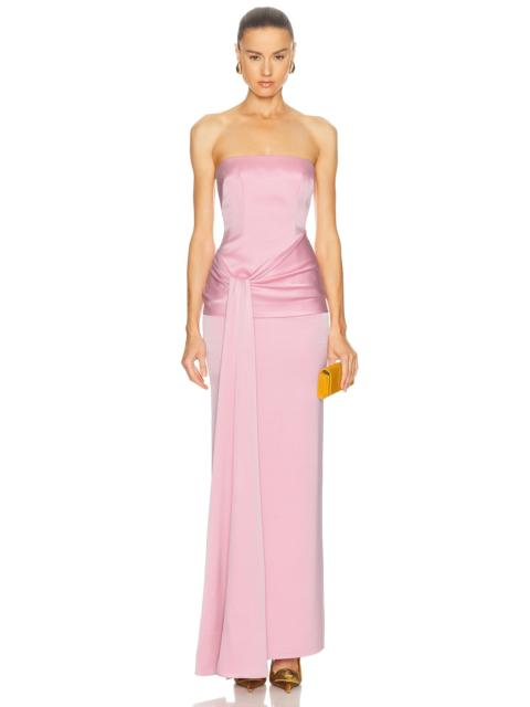 ALEX PERRY Strapless Drape Sash Column Dress