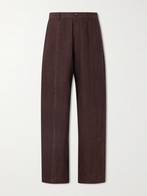 KARTIK RESEARCH Rabari Embroidered Straight-Leg Linen Suit Trousers