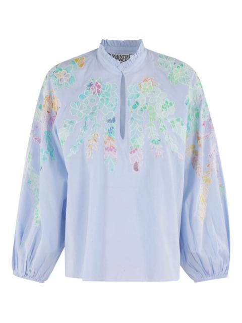 ESSENTIEL ANTWERP floral-embroidered balloon-sleeve top
