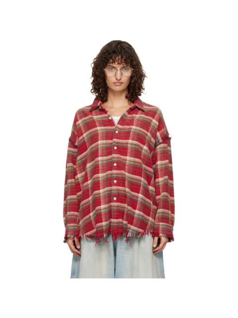 R13 SSENSE Exclusive Red Shredded Seam Drop Neck Shirt