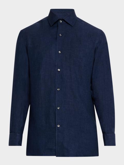 ZEGNA Men's Oasi Lino Casual Button-Down Shirt