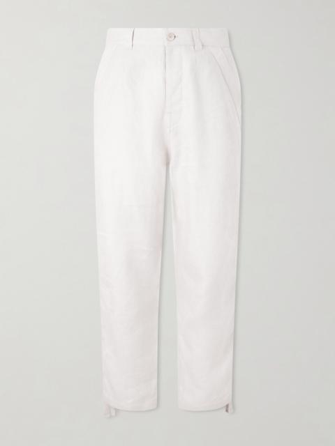 Brunello Cucinelli Straight-Leg Herringbone Linen Trousers