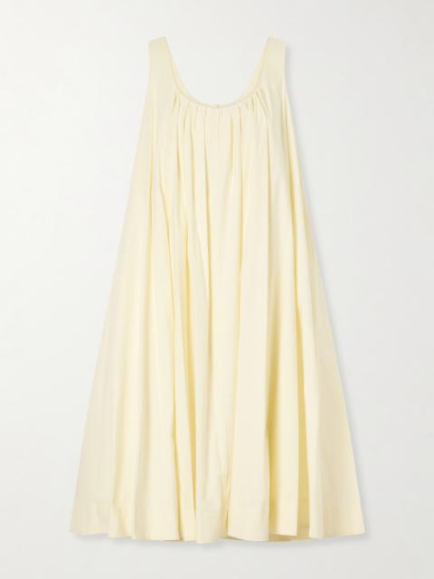 BRANDON MAXWELL The Lennox Pleated Stretch-cotton Poplin Midi Dress