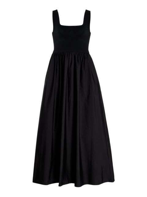 MATTEAU Ribbed-Knit and Cotton Maxi Dress black