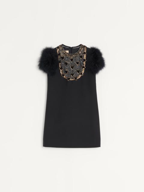 Valentino EMBROIDERED CREPE COUTURE SHORT DRESS