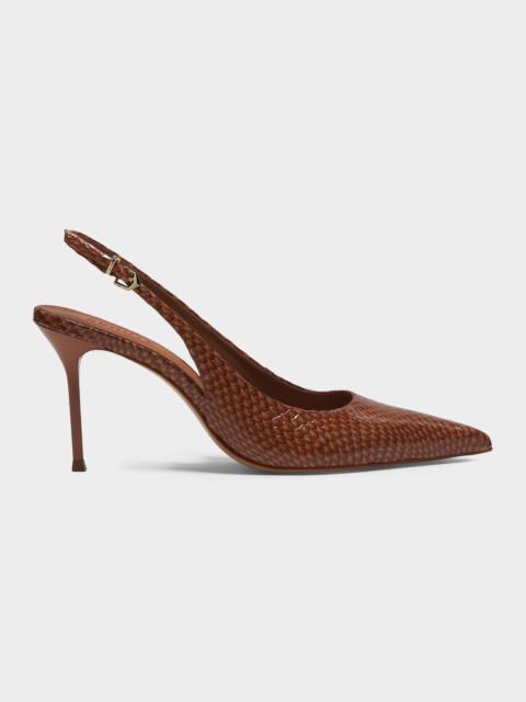 SCHUTZ 90mm Paola Snake-Embossed Leather Slingback Pumps