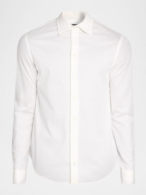 EMPORIO ARMANI Men's Diamond-Knit Cotton Jacquard Sport Shirt