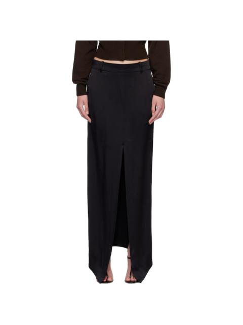 TOM FORD Black Crepe Envers Satin Tailored Maxi Skirt