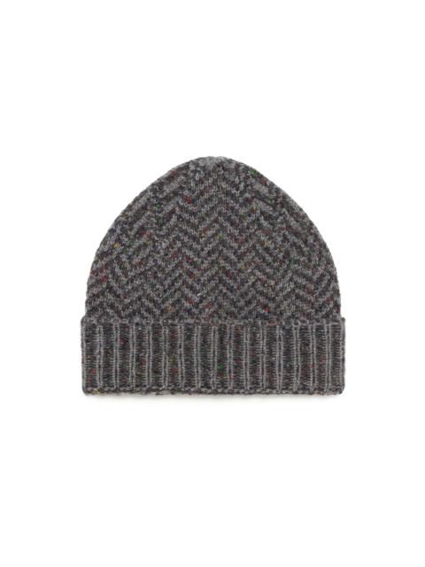GABRIELA HEARST Porta Knit Beanie in Charcoal Multi Specked Aran Cashmere Herringbone