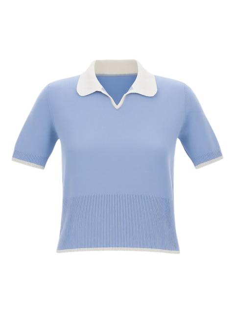 Thom Browne ribbed-knit short-sleeve polo top
