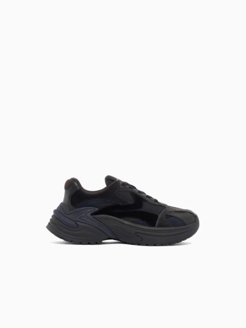 EMPORIO ARMANI SNEAKERS WITH MESH SUEDE AND A CHUNKY RUBBER SOLE