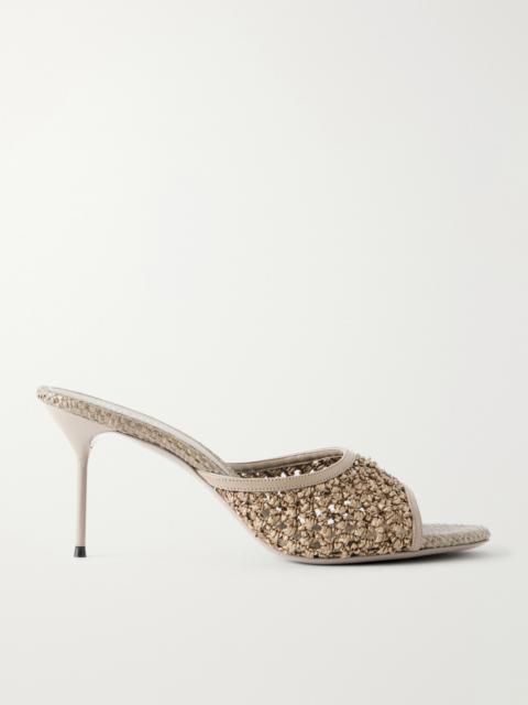 PARIS TEXAS Lidia Leather-trimmed Straw Mules
