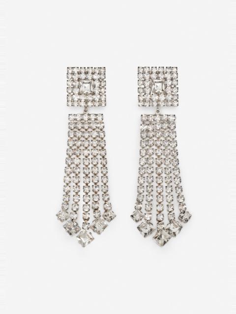 MAGDA BUTRYM Crystal fringe clip earrings in silver