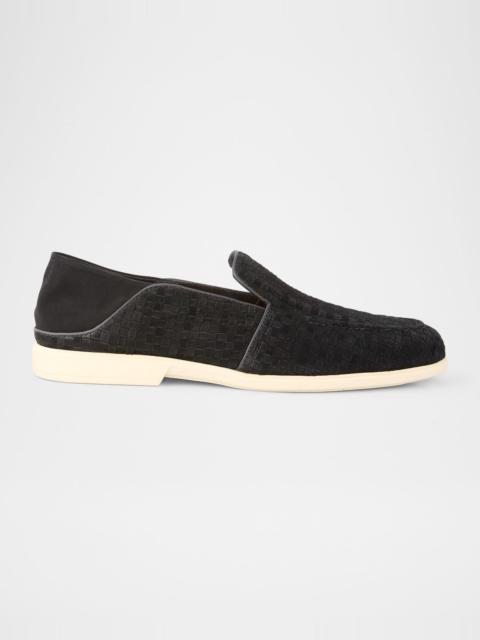 Santoni Men's Theo Woven Suede Loafers