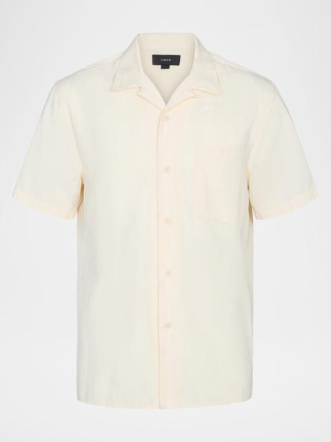 Vince Men's Union Stripe Cotton Loop-Collar Short-Sleeve Shirt