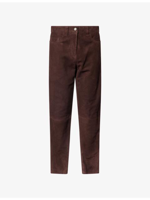KHAITE Callum Relaxed Tapered Leather Trousers