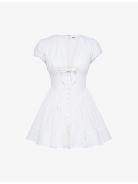 House of CB Emiliana Plunge-Neck Stretch-Cotton Mini Dress