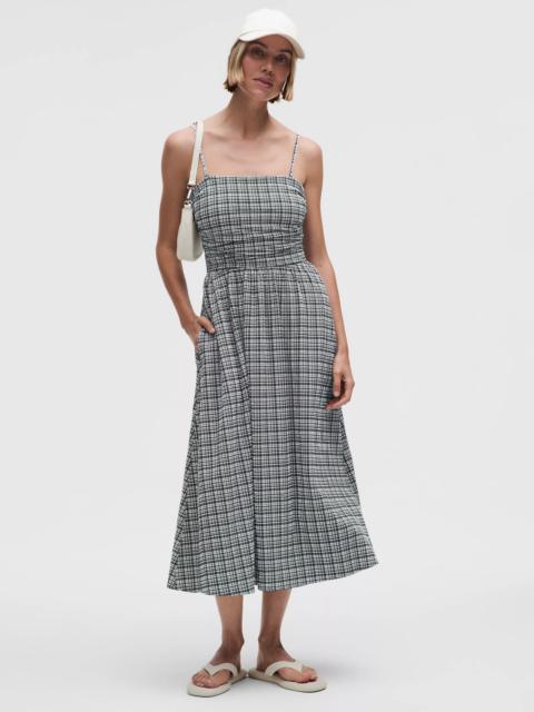lululemon Seersucker Check Ruched Midi Dress