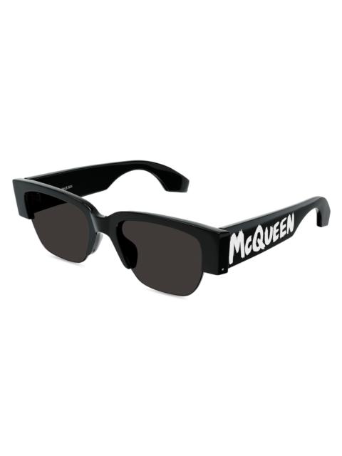 Alexander McQueen Men's Graffiti 54MM Mirrored Acetate Sunglasses - Black