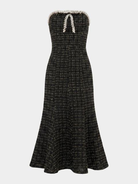 MAC DUGGAL Ieena Pearl-Embellished Bouclé A-Line Dress