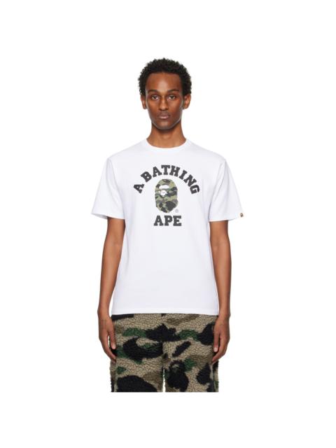 A BATHING APE® White 1st Camo College T-Shirt