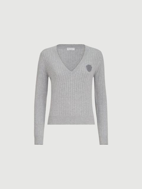 Brunello Cucinelli Cotton ribbed sweater with logo