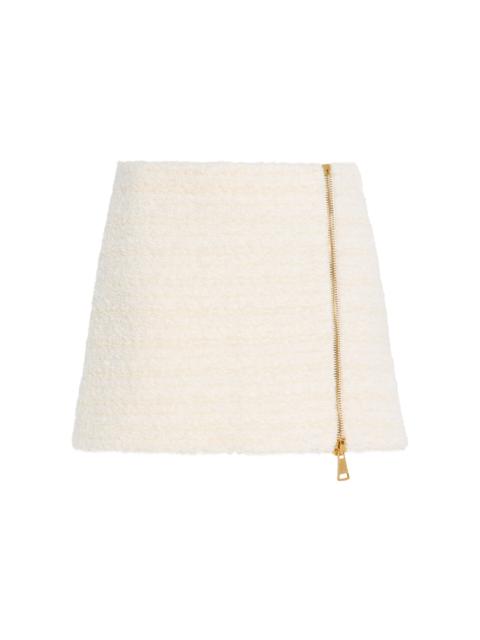 Balmain Zipped Tweed Mini Skirt white