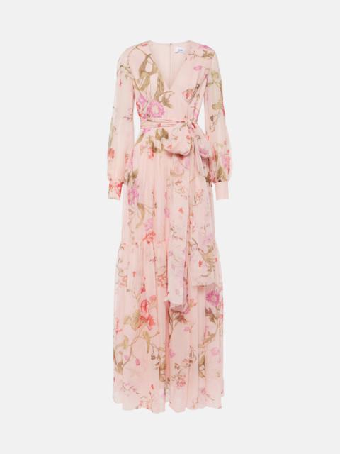 Floral silk voile gown