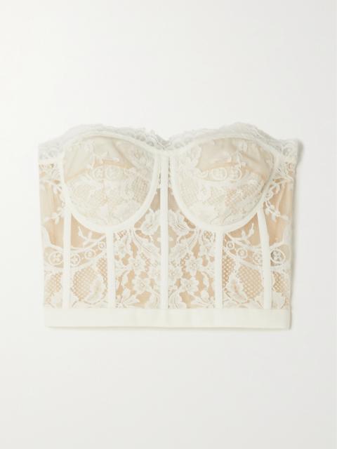 Alexander McQueen Satin-trimmed Cotton-blend Corded Lace Bustier Top