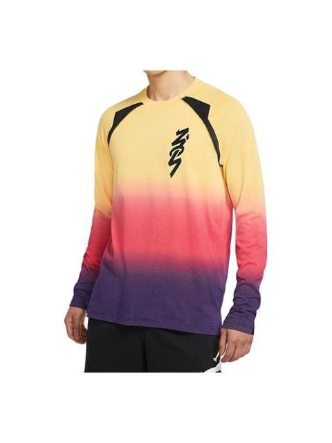Jordan Air Jordan Dri-FIT Zion Gradient Printing Quick Dry Knit Splicing Long Sleeves Colorblock DH0589-587