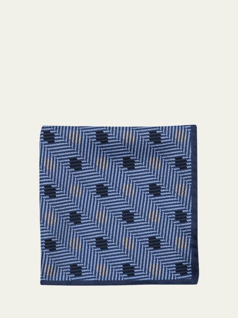 GIORGIO ARMANI Men's Dotted Herringbone Silk Handkerchief