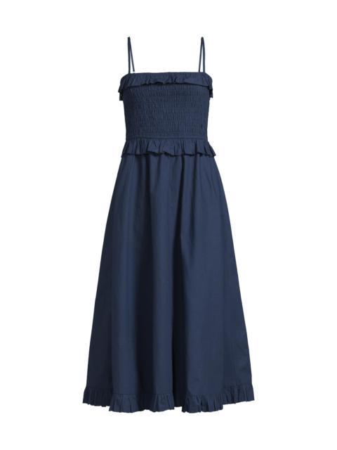 CIAO LUCIA! Women's Karine Shirred Cotton Poplin Midi-Dress - Navy