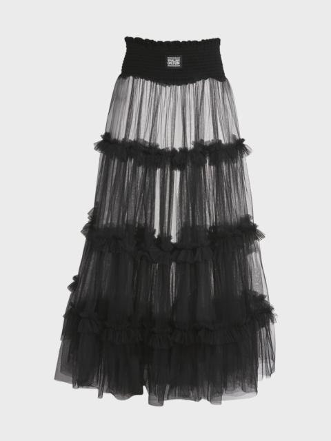 Tiered Tulle Midi Skirt