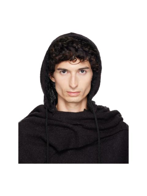FFFPOSTALSERVICE SSENSE Exclusive Black Hooded Zip Scarf