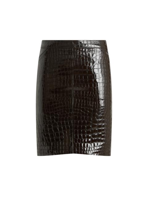 TOM FORD GLOSSY CROCO EMBOSSED GOAT LEATHER SKIRT